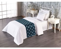 New Bed Bedloper, Haai Cartoon vis en stippendecoratieve accentbedsjaal voor hotels, huizen en gastenkamers - Decoratief - Taupe - 50 x 173 cm