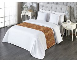 New Bed Bedloper, Marokkaans Bloemmotieven Ottomaansedecoratieve accentbedsjaal voor hotels, huizen en gastenkamers - Oranje Geel Bruin - 50 x 224 cm