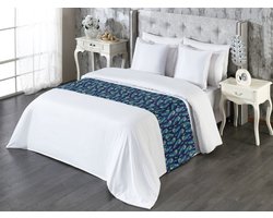 New Bed Bedloper, Pauw Pauwverendecoratieve accentbedsjaal voor hotels, huizen en gastenkamers - Marineblauw Oranje - 50 x 224 cm