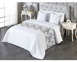 New Bed Bedloper, Tropisch Exotische Plantage Layoutdecoratieve accentbedsjaal voor hotels, huizen en gastenkamers - Dimgray Wit - 50 x 224 cm