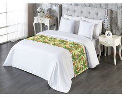 New Bed Bedloper, Tropisch Exotische plumeriabloemendecoratieve accentbedsjaal voor hotels, huizen en gastenkamers - Multicolor - 50 x 265 cm