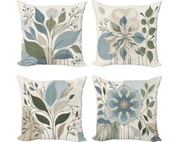 New Bed Bladeren Moderne Zachte Kleuren Takken Kussenhoes met sierkussen, 4-pack, modern accent, dubbelzijdig digitaal bedrukt, 45 cm x 45 cm