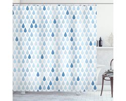 New Bed, Blauw Regen Druppels Wit Marine Douchegordijn Badkamer Decor Set met Haakjes 180 cm B 200 cm L