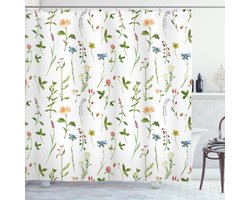 New Bed Bloemmotief Kruidenbloemen aquarel Douchegordijn Badkamer Decor Set met Haakjes, 120 cm B 200 cm L