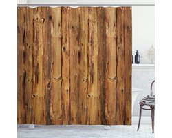 New Bed Boerderij Decoratie Douchegordijn Anti Schimmel, Houten Planken Shower Curtain Badkamer Decor Set met Haakjes, Douchegordijn 180x200 cm