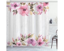 New Bed, Boerderijstijl Geranium Bloemblaadjes Print Douchegordijn Badkamer Decor Set met Haakjes 180 cm B 200 cm L