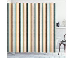 New Bed, Bruin en Blauw Geometrische Krabbels Douchegordijn Badkamer Decor Set met Haakjes, 175 cm B 240 cm L