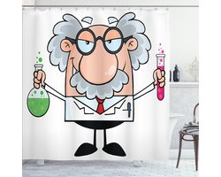 New Bed, Cartoon Wetenschaps Thema Douchegordijn Badkamer Decor Set met Haakjes, 180 cm B 200 cm L