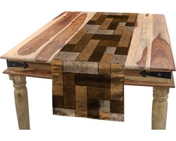 New Bed Chocolade Houten parketmotief Accent Rechthoekige Tafelrunner, 40cm x 225cm