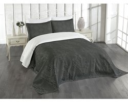 New Bed Donkergrijs Antiek Damast 3D Bedsprei Set met 3-delige decoratieve bedsprei en 2 kussenslopen