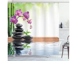 New Bed, Douchegordijn Spa Wellness Orchidee Zen Natuur Bamboe, Badkamer Decor Set met Haakjes 180 cm B 200 cm L