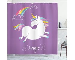 New Bed, Eenhoorn Paarse Regenboog, Douchegordijn Badkamer Decor Set met Haakjes, 180 cm B 200 cm L