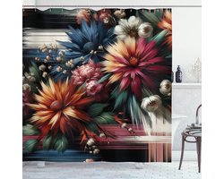New Bed, Floraal Wilde Bloemen Grunge Douchegordijn Badkamer Decor Set met Haakjes 180 cm B 200 cm L