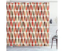 New Bed, Geometrisch Oranje Druppelprint 70's Retro Stijl Douchegordijn Badkamer Decor Set met Haakjes, 175 cm B 220 cm L
