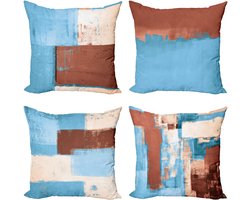 New Bed Grunge Abstracte en Moderne Stijl Borstelstreken Kussenhoes met sierkussen, 4-pack, modern accent, dubbelzijdig digitaal bedrukt, 45 cm x 45 cm