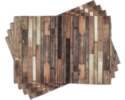 New Bed Houtprint Oude vloer rustieke stijl Set van 4 Placemat voor Eettafel, Wasbare Stof met Antislip Achterkant