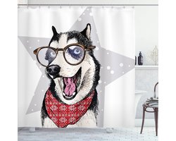 New Bed, Husky Siberische Huishond Grappig Douchegordijn Badkamer Decor Set met Haakjes, 180 cm B 200 cm L