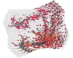 New Bed Japans Aquarel kersenbloesem Set van 4 Placemat voor Eettafel, Wasbare Stof met Antislip Achterkant