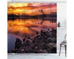 New Bed, Kleurrijk Landschap Kansas City Douchegordijn Badkamer Decor Set met Haakjes, 180 cm B 200 cm L