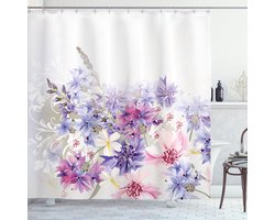 New Bed, Lavendel Roze Paarse Bloemen Douchegordijn Badkamer Decor Set met Haakjes, 175 cm B 220 cm L