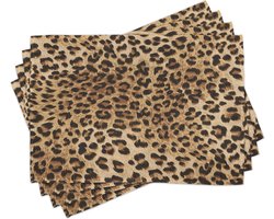 New Bed Luipaardprint Wilde dierenhuid Set van 4 Placemat voor Eettafel, Wasbare Stof met Antislip Achterkant
