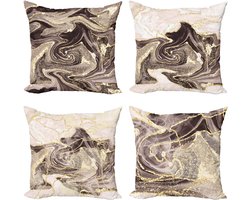 New Bed Marmerprint Moderne Patroon Golvende Kleuren en Abstracte Kussenhoes met sierkussen, 4-pack, modern accent, dubbelzijdig digitaal bedrukt, 50 cm x 50 cm