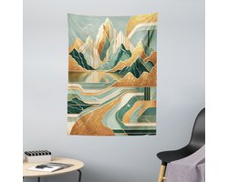 New Bed Mid-Century Modern Boho Landschap Decoratieve Wandtapijt, Stoffen Wanddecoratie voor Slaapkamer Woonkamer Studentenkamer, 110cm x 150cm