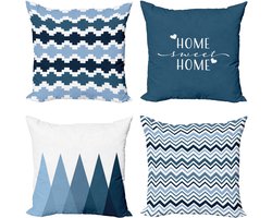 New Bed Modern Geometrisch Stijlpatroon van Driehoeken Zigzagen Kussenhoes met sierkussen, 4-pack, modern accent, dubbelzijdig digitaal bedrukt, 45 cm x 45 cm