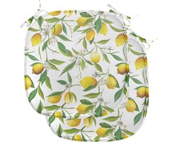 New Bed Natuur Citroen houtachtig romantisch Stoelkussen Set van 2, Anti-Slip Zitting Pad, 40 cm x 40 cm