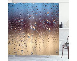 New Bed, Natuur Regenachtige Dag Raam Effect Douchegordijn Badkamer Decor Set met Haakjes 180 cm B 200 cm L