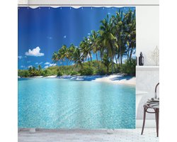 New Bed Ontspannend Tropisch Douchegordijn Anti Schimmel, Shower Curtain Badkamer Decor Set met Haakjes, Douchegordijn 180x200 cm