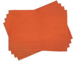 New Bed Oranje Retro Boheems Etnisch Set van 4 Placemat voor Eettafel, Wasbare Stof met Antislip Achterkant