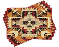 New Bed Retro Boho Plant Set van 4 Placemat voor Eettafel, Wasbare Stof met Antislip Achterkant