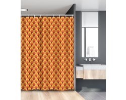 New Bed, Retro Squama Oranje Douchegordijn Badkamer Decor Set met Haakjes, 120 cm B 180 cm L