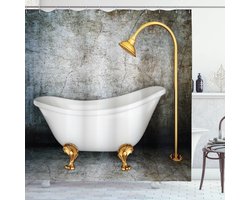 New Bed, Retro Vintage Badkuip Grunge Muren Douchegordijn Badkamer Decor Set met Haakjes 180 cm B 200 cm L