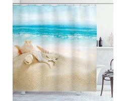 New Bed Schelpen Strand Douchegordijn Anti Schimmel, Shower Curtain Badkamer Decor Set met Haakjes,Douchegordijnen 180x200 cm