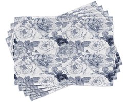 New Bed Shabby Flora Tuin Lente Rozen Set van 4 Placemat voor Eettafel, Wasbare Stof met Antislip Achterkant