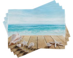 New Bed Strand Zonneschijn Malediven dek Set van 4 Placemat voor Eettafel, Wasbare Stof met Antislip Achterkant