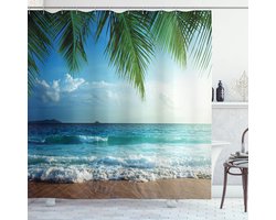 New Bed, Tropisch Strand Douchegordijn Anti Schimmel, Shower Curtain Badkamer Decor Set met Haakjes, 180x200 cm