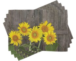 New Bed Tuin Helianthus zonnebloemen Set van 4 Placemat voor Eettafel, Wasbare Stof met Antislip Achterkant