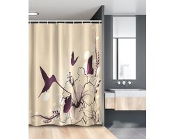 New Bed, Vogels Fladderende Kleine Kolibries, Douchegordijn Badkamer Decor Set met Haakjes, 120 cm B 180 cm L