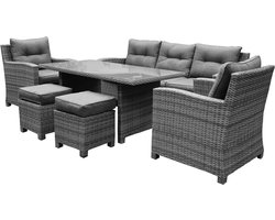 New Castle stoel-bank dining loungeset 6-delig antraciet