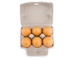New Classic Toys® Houten Eieren in Doosje - 6 Speelgoed Eieren - Speelgoedeten - Educatief Keukenspeelgoed - Vanaf 24 Maanden