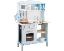 New Classic Toys® Houten Speelgoed Kinderkeuken - Speelkeukentje met Kookplaat met Licht en Geluid - Speelkeuken Blauw met Diverse Accessoires - Werkbladhoogte 55 cm - Rollenspel - Vanaf 3 Jaar
