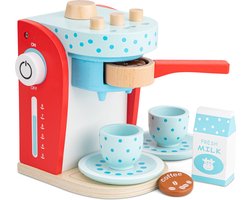 New Classic Toys - Houten Speelgoed Koffiezetapparaat - Koffiemachine - Speelgoedkeukenmachine - Rood