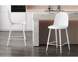 NEW - Counterstoel 'Jasmin' Zitting PP kussen PU Wit
