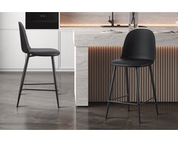 NEW - Counterstoel 'Jasmin' Zitting PP kussen PU Zwart