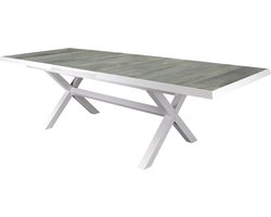 New Delhi uitschuifbare dining tuintafel 204-264x103xH76,5 cm met kruispoot wit