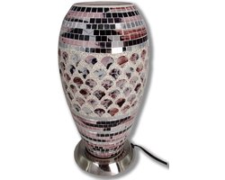 New Dutch - mozaïek glazen lamp - staand - 220 volt - roze/zilver 27 cm