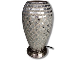 New Dutch - mozaïek glazen lamp - staand - 220 volt - zilver 27 cm